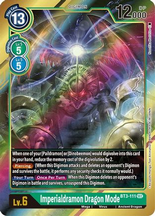 Imperialdramon Dragon Mode (Secret Rare) (Alternate Art) (BT3-111) [Release Special Booster] Foil - Deck Out Gaming