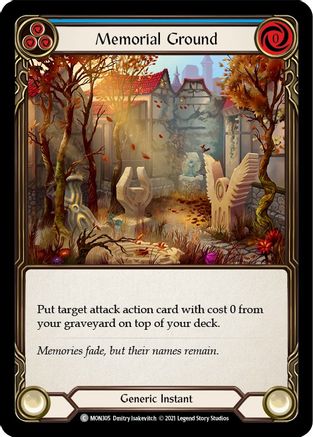 Memorial Ground (Blue) (MON305) [Monarch] Unlimited Edition Rainbow Foil - Deck Out Gaming