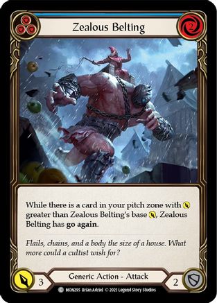 Zealous Belting (Blue) (MON295) [Monarch] 1st Edition Rainbow Foil - Deck Out Gaming