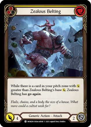 Zealous Belting (Yellow) (MON294) [Monarch] 1st Edition - Deck Out Gaming