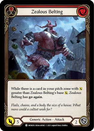 Zealous Belting (Red) (MON293) [Monarch] 1st Edition Rainbow Foil - Deck Out Gaming