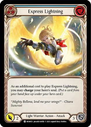 Express Lightning (Blue) (MON053) [Monarch] Unlimited Edition Rainbow Foil - Deck Out Gaming