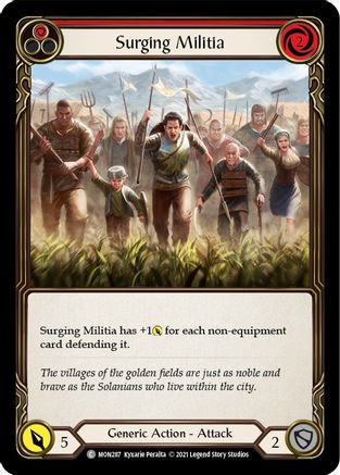 Surging Militia (Red) (MON287) [Monarch] Unlimited Edition Rainbow Foil - Deck Out Gaming