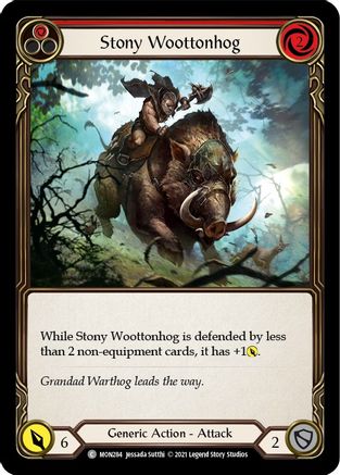 Stony Woottonhog (Red) (MON284) [Monarch] Unlimited Edition Rainbow Foil - Deck Out Gaming