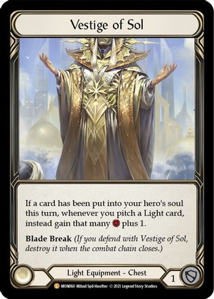 Vestige of Sol (MON060) [Monarch] Unlimited Edition Rainbow Foil - Deck Out Gaming