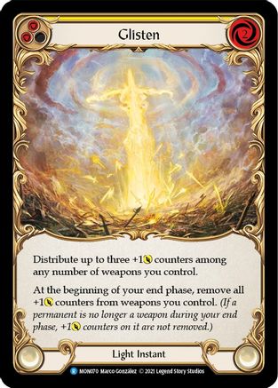 Glisten (Yellow) (MON070) [Monarch] Unlimited Edition Rainbow Foil - Deck Out Gaming