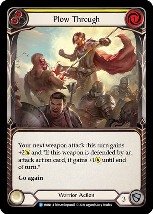 Plow Through (Yellow) (MON114) [Monarch] Unlimited Edition Rainbow Foil - Deck Out Gaming