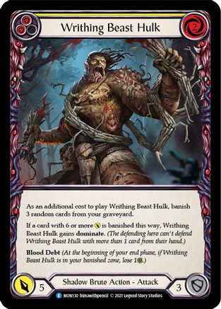 Writhing Beast Hulk (Yellow) (MON130) [Monarch] 1st Edition Rainbow Foil - Deck Out Gaming