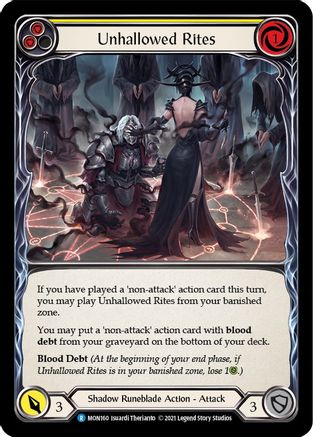 Unhallowed Rites (Yellow) (MON160) [Monarch] 1st Edition - Deck Out Gaming