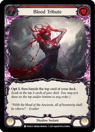 Blood Tribute (Red) (MON215) [Monarch] Unlimited Edition Rainbow Foil - Deck Out Gaming