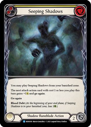 Seeping Shadows (Yellow) (MON166) [Monarch] 1st Edition Rainbow Foil - Deck Out Gaming