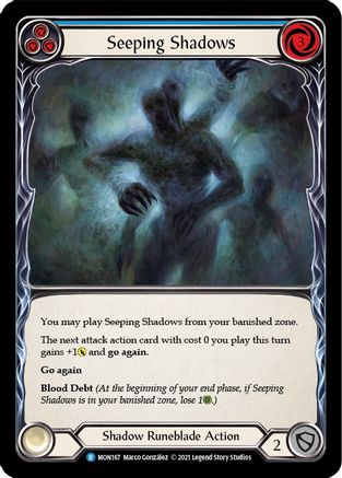Seeping Shadows (Blue) (MON167) [Monarch] Unlimited Edition Rainbow Foil - Deck Out Gaming