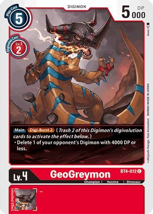 GeoGreymon (BT4-012) [Great Legend] - Deck Out Gaming