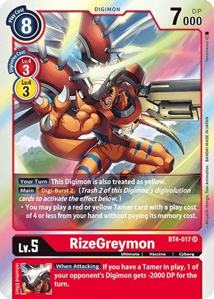 RizeGreymon (BT4-017) [Great Legend] Foil - Deck Out Gaming