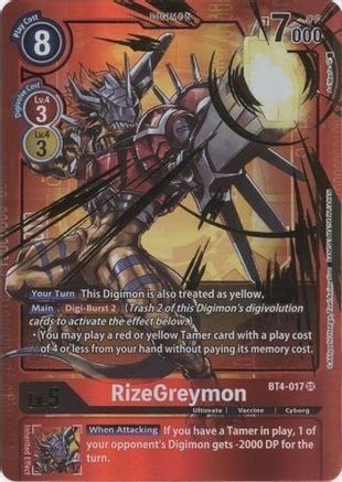 RizeGreymon (Alternate Art) (BT4-017) [Great Legend] Foil - Deck Out Gaming