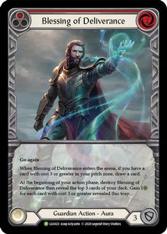 Blessing of Deliverance (Red) - LGS023 (LGS023) [Flesh and Blood: Promo Cards] Rainbow Foil - Deck Out Gaming
