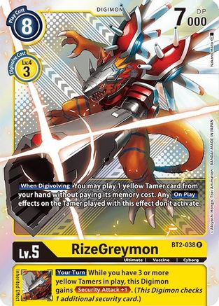 RizeGreymon - BT2-038 (Premium Pack Set 01) (BT2-038) [Release Special Booster] Foil - Deck Out Gaming