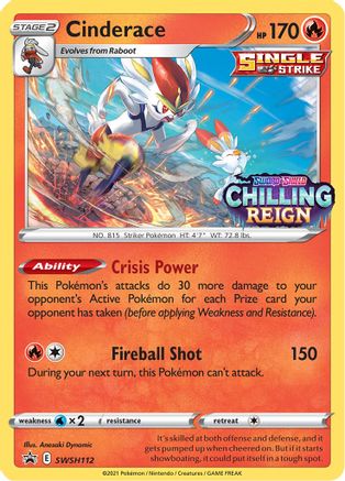 Cinderace - SWSH112 (Prerelease) (SWSH112) [SWSH: Sword & Shield Promo Cards] Holofoil - Deck Out Gaming