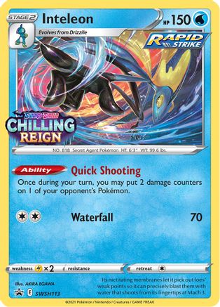 Inteleon - SWSH113 (Prerelease) (SWSH113) [SWSH: Sword & Shield Promo Cards] Holofoil - Deck Out Gaming