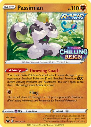 Passimian - SWSH115 (Prerelease) (SWSH115) [SWSH: Sword & Shield Promo Cards] Holofoil - Deck Out Gaming
