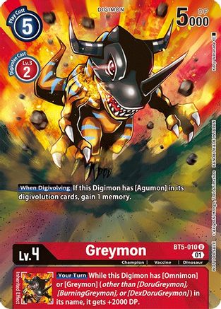 Greymon - BT5-010 (Premier TO Event June 2021) (BT5-010) [Battle of Omni] Foil - Deck Out Gaming