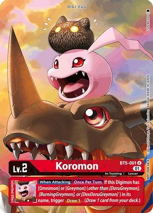 Koromon - BT5-001 (Premier TO Event June 2021) (BT5-001) [Battle of Omni] Foil - Deck Out Gaming