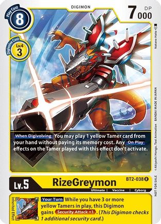 RizeGreymon - BT2-038 (Official Tournament Pack Vol.2) (BT2-038) [Release Special Booster] - Deck Out Gaming