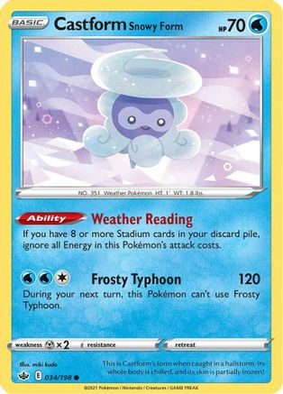 Castform Snowy Form (34) [SWSH06: Chilling Reign] Reverse Holofoil - Deck Out Gaming