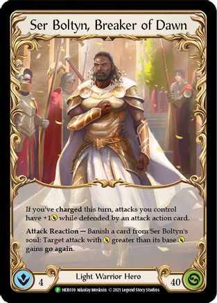 Ser Boltyn, Breaker of Dawn - HER039 (HER039) [Flesh and Blood: Promo Cards] Unlimited Edition Rainbow Foil - Deck Out Gaming