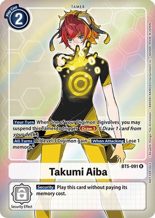 Takumi Aiba (Box Topper) (BT5-091) [Battle of Omni] Foil - Deck Out Gaming