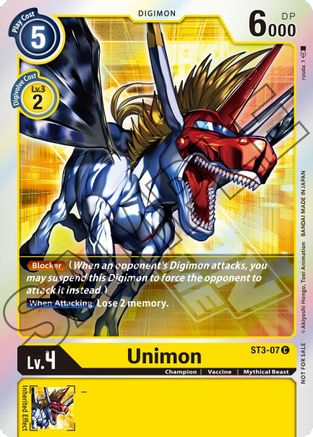 Unimon - ST3-07 (Event Pack 1) (ST3-07) [Starter Deck 03: Heaven's Yellow] Foil - Deck Out Gaming