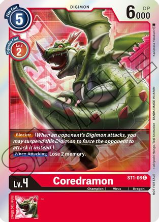 Coredramon - ST1-06 (Event Pack 1) (ST1-06) [Starter Deck 01: Gaia Red] Foil - Deck Out Gaming