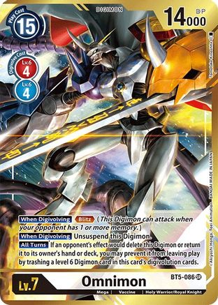 Omnimon (Alternate Art - Tomotake Kinoshita) (BT5-086) [Battle of Omni] Foil - Deck Out Gaming