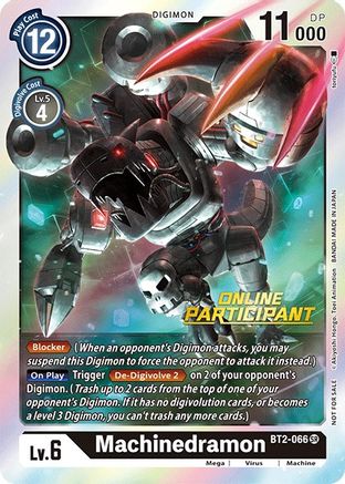 Machinedramon - BT2-066 (2021 Championship Online Regional) [Online Participant] (BT2-066) [Release Special Booster] Foil - Deck Out Gaming