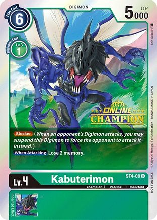 Kabuterimon - ST4-08 (2021 Championship Online Regional) [Online Champion] (ST4-08) [Starter Deck 04: Giga Green] Foil - Deck Out Gaming