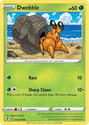 Dwebble (11) [SWSH07: Evolving Skies] Reverse Holofoil - Deck Out Gaming