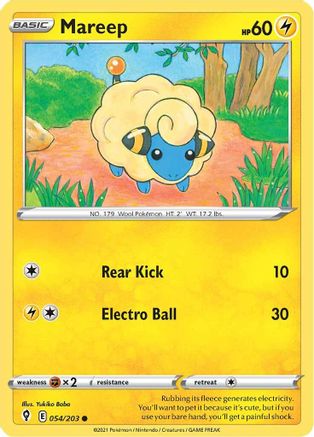 Mareep (54) [SWSH07: Evolving Skies] Reverse Holofoil - Deck Out Gaming