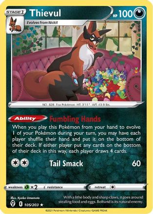 Thievul (105) [SWSH07: Evolving Skies] Reverse Holofoil - Deck Out Gaming