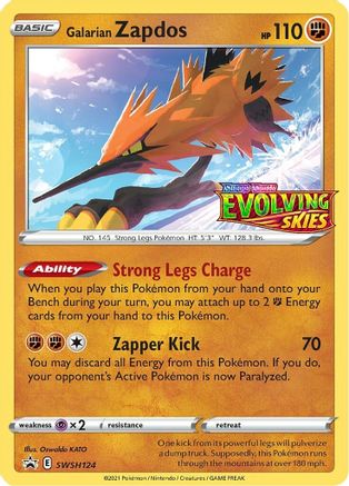 Galarian Zapdos - SWSH124 (Prerelease) (SWSH124) [SWSH: Sword & Shield Promo Cards] Holofoil - Deck Out Gaming