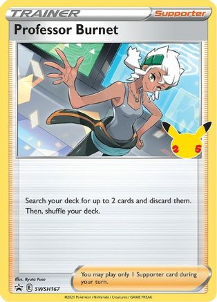 Professor Burnet - SWSH167 (25th Anniversary Stamp) (SWSH167) [SWSH: Sword & Shield Promo Cards] - Deck Out Gaming