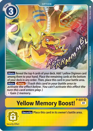 Yellow Memory Boost! (P-037) [Digimon Promotion Cards] Foil - Deck Out Gaming