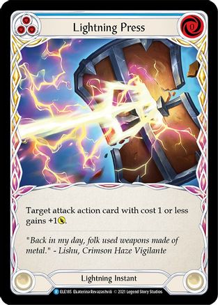 Lightning Press (Blue) (ELE185) [Tales of Aria] 1st Edition Rainbow Foil - Deck Out Gaming