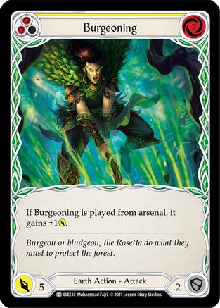 Burgeoning (Yellow) (ELE135) [Tales of Aria] 1st Edition Rainbow Foil - Deck Out Gaming