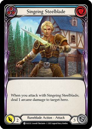 Singeing Steelblade (Blue) (ELE232) [Tales of Aria] 1st Edition Rainbow Foil - Deck Out Gaming