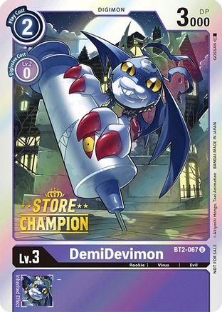 DemiDevimon - BT2-067 (Store Champion) (BT2-067) [Release Special Booster] Foil - Deck Out Gaming