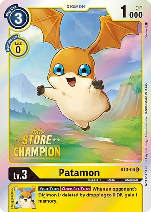 Patamon - ST3-04 (Store Champion) (ST3-04) [Starter Deck 03: Heaven's Yellow] Foil - Deck Out Gaming