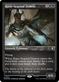 Rune-Scarred Demon (521) [Commander Masters] etched - Deck Out Gaming