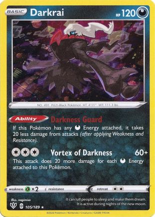 Darkrai - 105/189 (Cosmos Holo) (105) [Miscellaneous Cards & Products] Holofoil - Deck Out Gaming