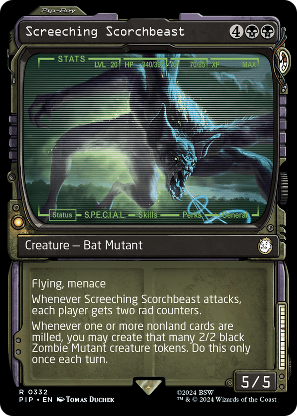 Screeching Scorchbeast (Showcase) (332) [Fallout] foil - Deck Out Gaming