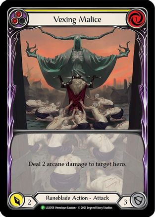 Vexing Malice (Yellow) (Extended Art) - LGS058 (LGS058) [Flesh and Blood: Promo Cards] Rainbow Foil - Deck Out Gaming